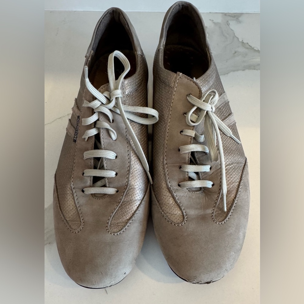 Mephisto metallic leather sneakers taupe office walking street oxfords chic 9